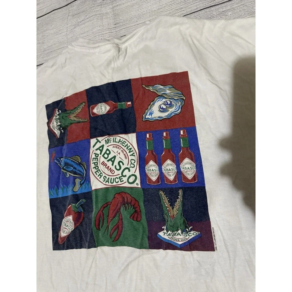 Vintage 90s Tabasco Hot Sauce Graphic T Shirt Rare Design Size 2XL XXL Defects - Picture 6 of 8